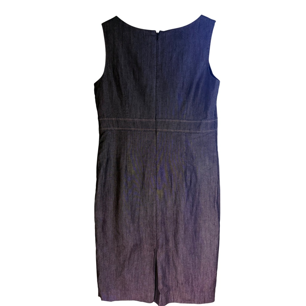 Kasper Charcoal Denim Sheath Dress Structured Sleeveless Career Polished SZ 10 - Picture 5 of 5